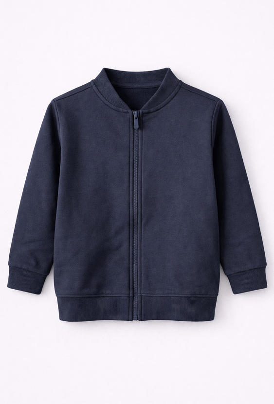 Bluza rozpinana dla chłopca granatowa na stójce