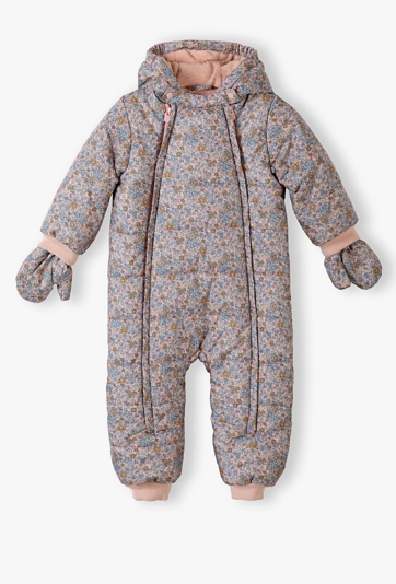 Kombinezon zimowy dla niemowlaka - różowy w kwiatki - 5.10.15.