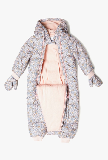 Kombinezon zimowy dla niemowlaka - różowy w kwiatki - 5.10.15.