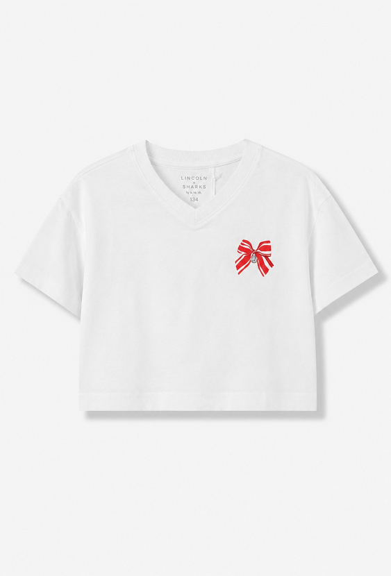 Crop top dziewczęcy z kokardką