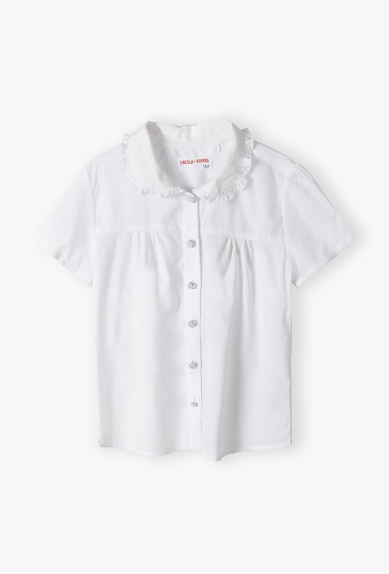 Biała koszula dziewczęca z krótkim rękawem - Lincoln&Sharks