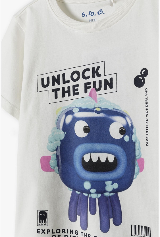 T-shirt chłopięcy „Unlock the Fun” z ośmiornicą