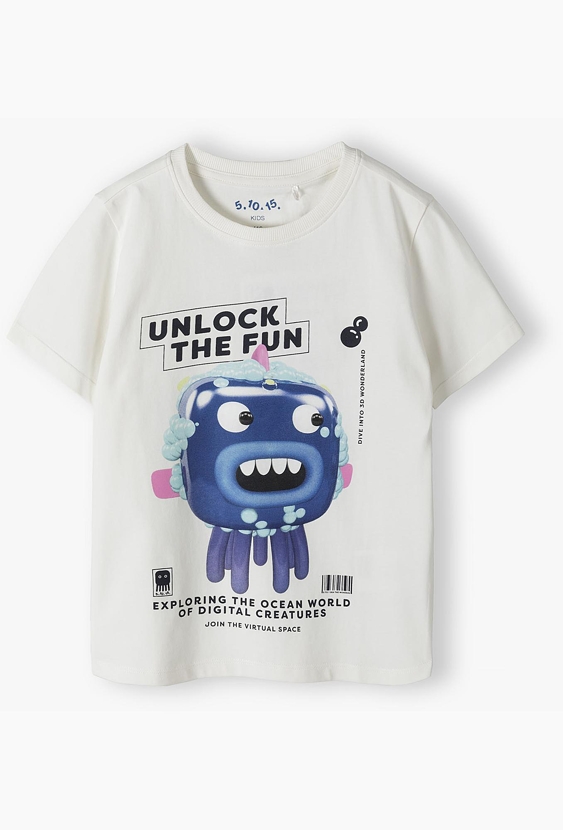 T-shirt chłopięcy „Unlock the Fun” z ośmiornicą