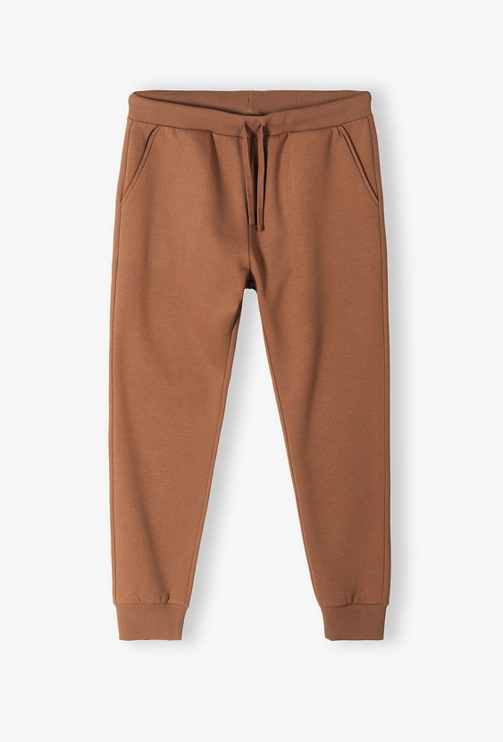 Spodnie dresowe męskie brązowe - Powerful #Family