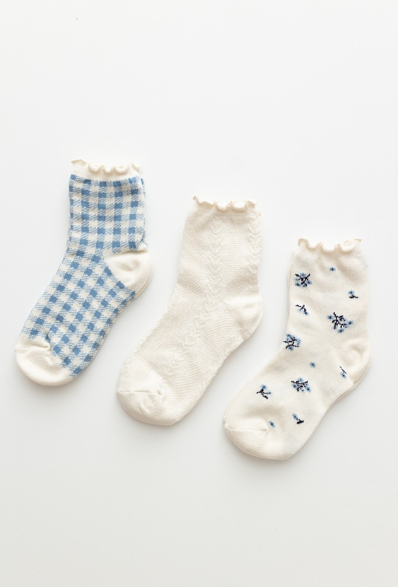 Dziewczęce skarpetki z falbanką – 3-pak