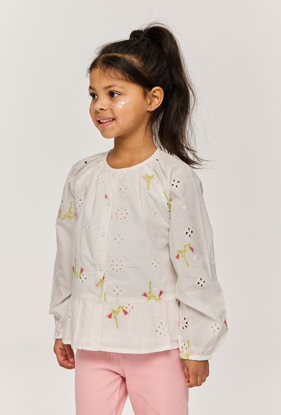 Koszula z długim rękawem –  haftowane kwiatuszki
