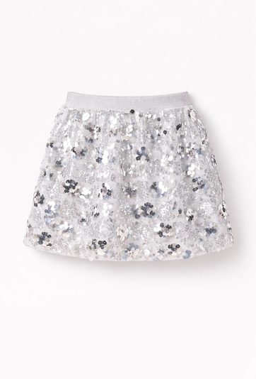 Spódnica dziewczęca srebrna z cekinami