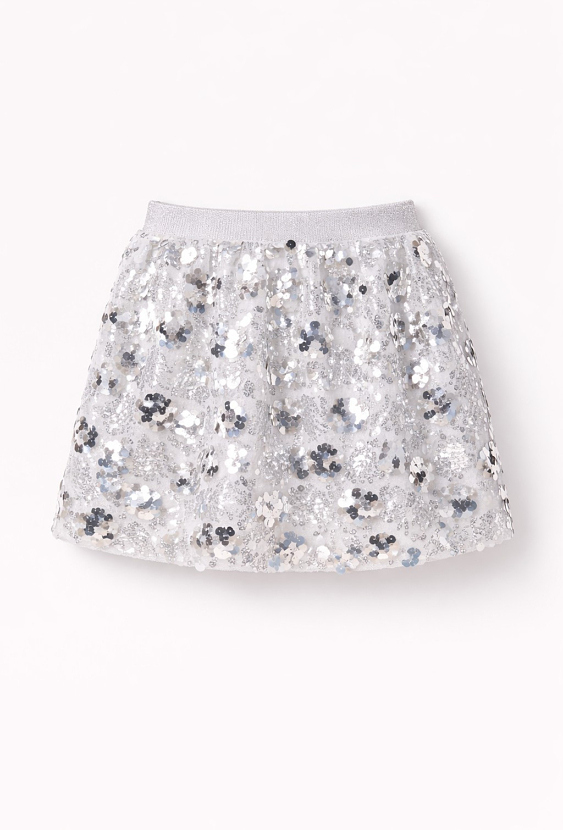 Spódnica dziewczęca srebrna z cekinami