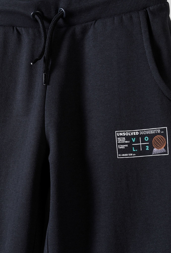 Spodnie dresowe ocieplane dla chłopca regular- czarne