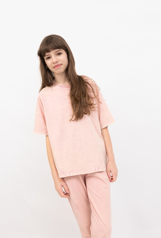 T-shirt oversize z efektem sprania dla dziewczynki