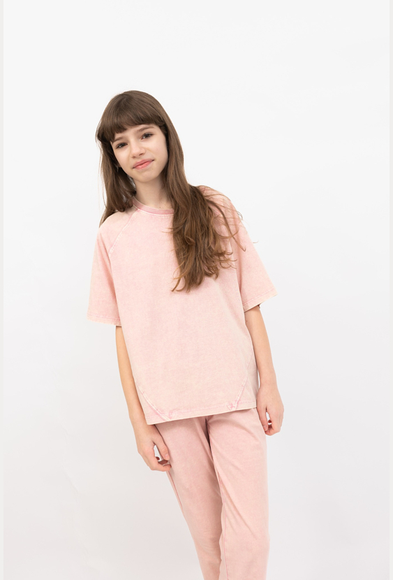 T-shirt oversize z efektem sprania dla dziewczynki