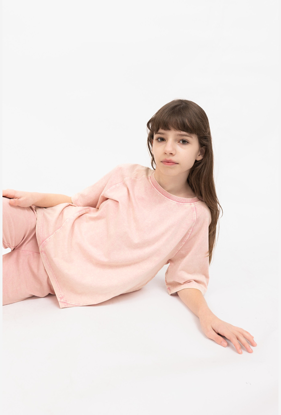 T-shirt oversize z efektem sprania dla dziewczynki