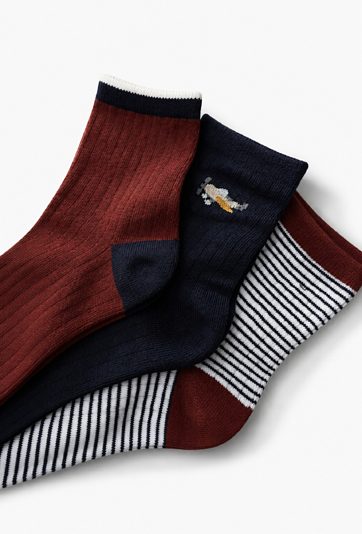 Skarpetki chłopięce w paski i samolocik 3-pak