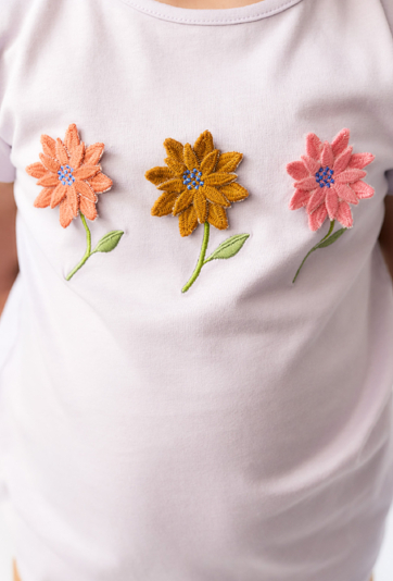 Koszulka dziewczęca fioletowa z kwiatkami