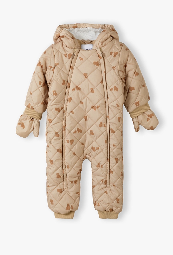 Kombinezon zimowy dla niemowlaka - beżowy w misie - 5.10.15.