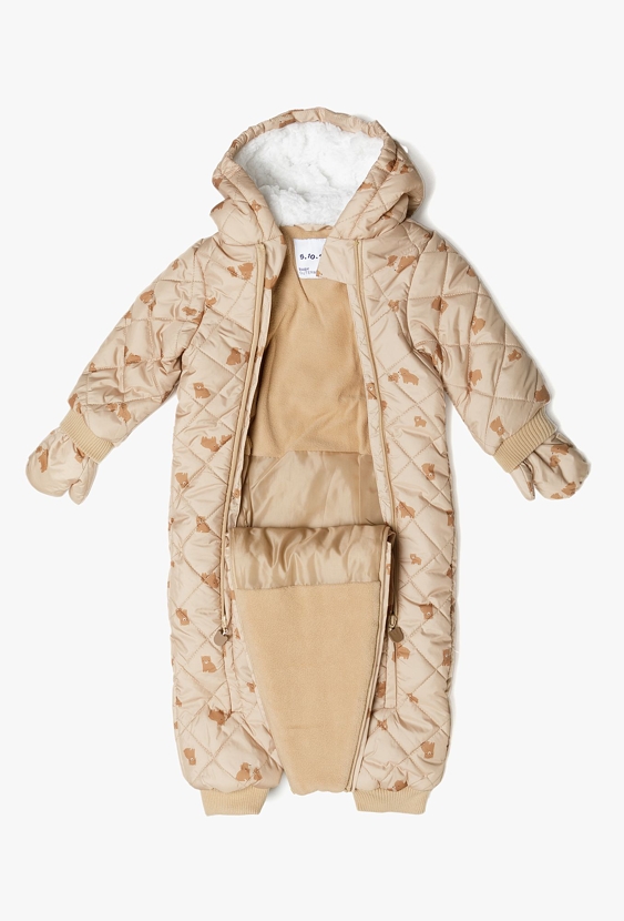 Kombinezon zimowy dla niemowlaka - beżowy w misie - 5.10.15.