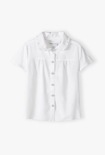 Biała elegancka koszula dla dziewczynki - krótki rękaw - Max&Mia