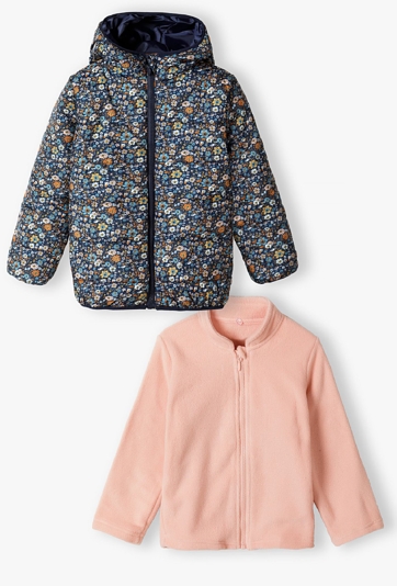 Kurtka dla dziewczynki 3w1 w kwiaty