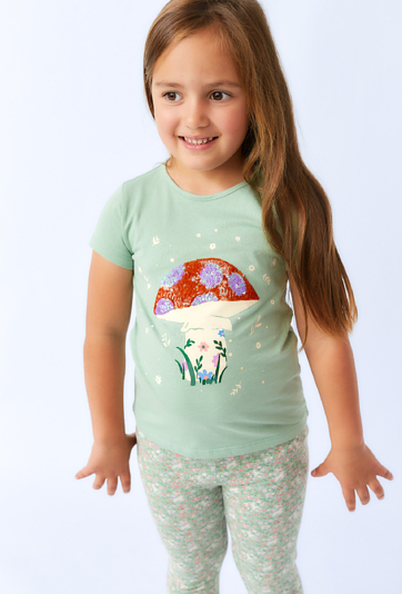 Koszulka dziewczęca z cekinowym grzybkiem
