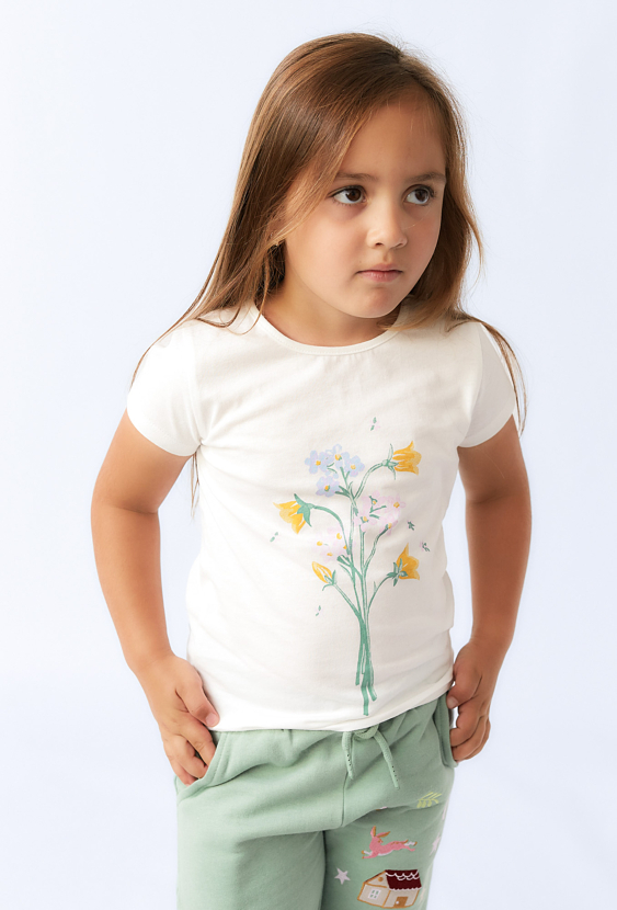 Koszulka dla dziewczynki z kwiatowym nadrukiem