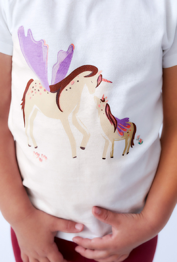 Dziewczęcy T-shirt z nadrukiem jednorożców