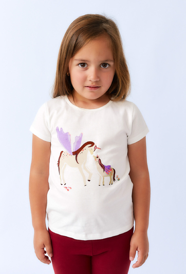 Dziewczęcy T-shirt z nadrukiem jednorożców