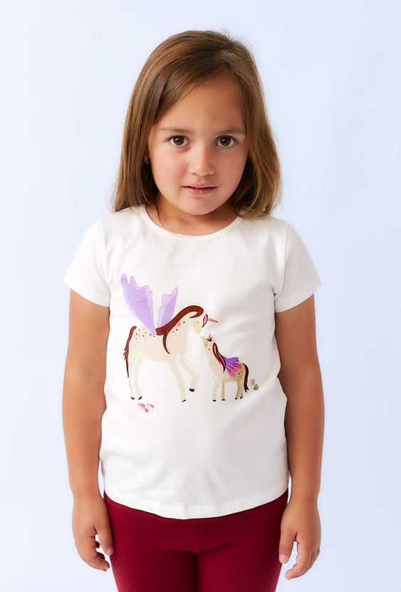 Dziewczęcy T-shirt z nadrukiem jednorożców