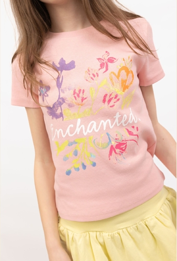 Koszulka prążkowana z kwiatowym nadrukiem