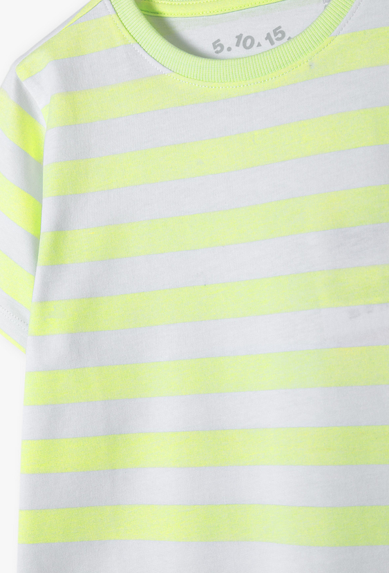 T-shirt chłopięcy w neonowo-żółte paski