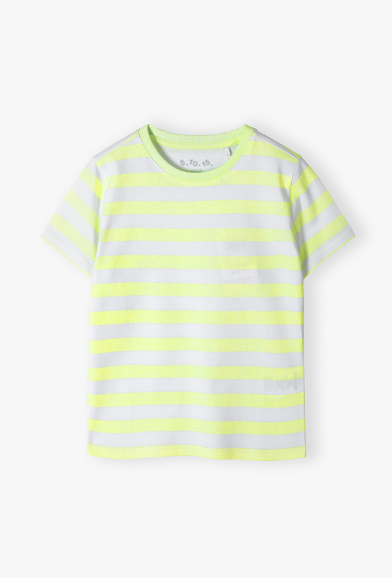 T-shirt chłopięcy w neonowo-żółte paski