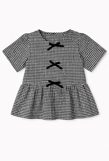 Koszulka dziewczęca w kratkę z kokardkami
