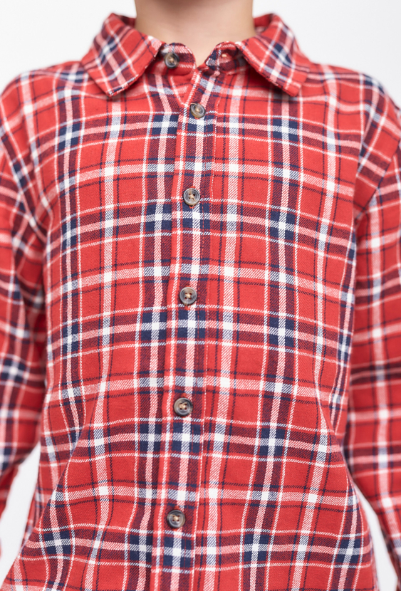 Koszula rozpinana w kratę z długim rękawem