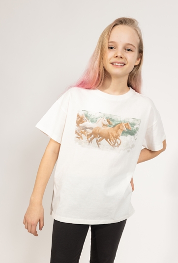 Koszulka oversize z motywem koni dla dziewczynki