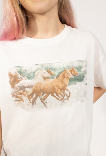 Koszulka oversize z motywem koni dla dziewczynki