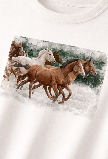 Koszulka oversize z motywem koni dla dziewczynki