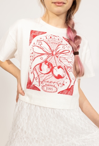 Crop top dziewczęcy - wisienki