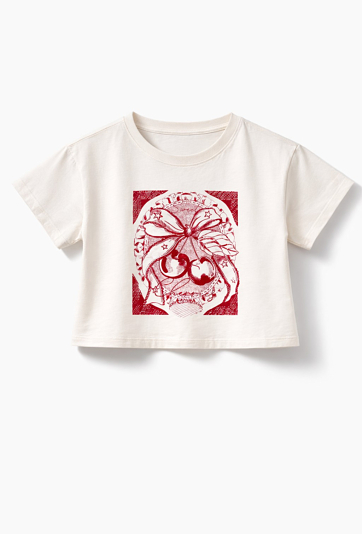 Crop top dziewczęcy - wisienki