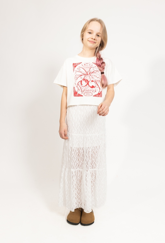 Crop top dziewczęcy - wisienki