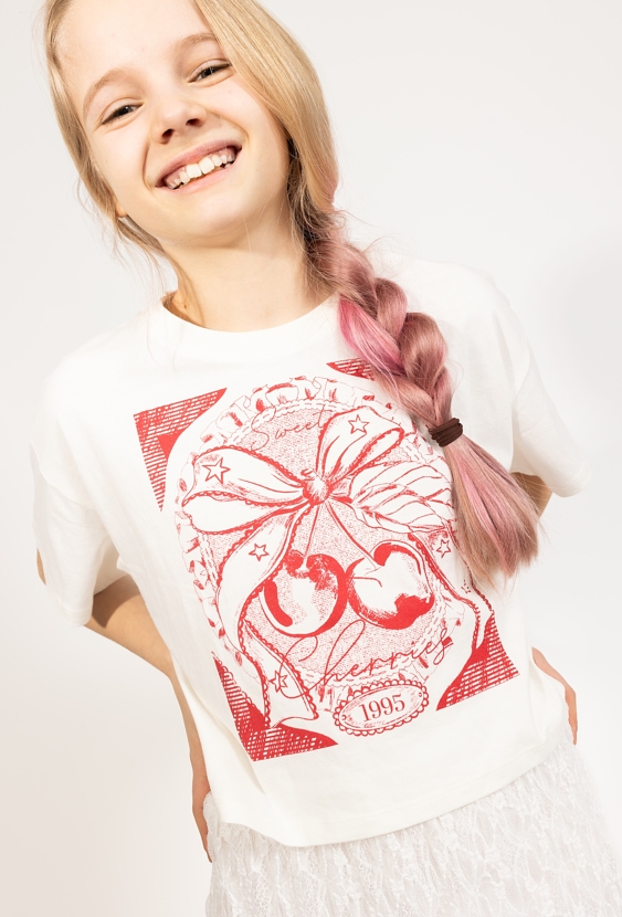 Crop top dziewczęcy - wisienki