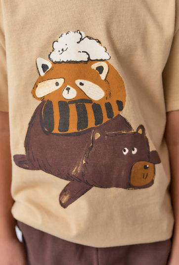 Koszulka niemowlęca z nadrukiem misia i liska