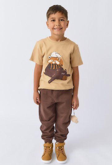 Koszulka niemowlęca z nadrukiem misia i liska