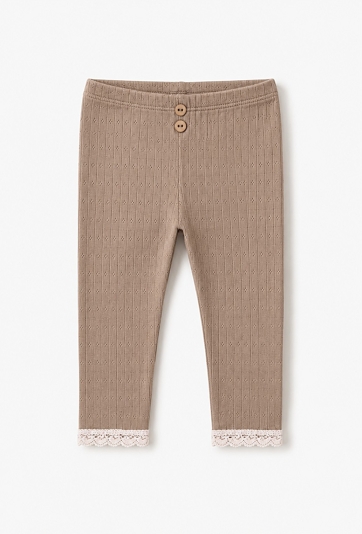 Legginsy niemowlęce z koronkowym wykończeniem