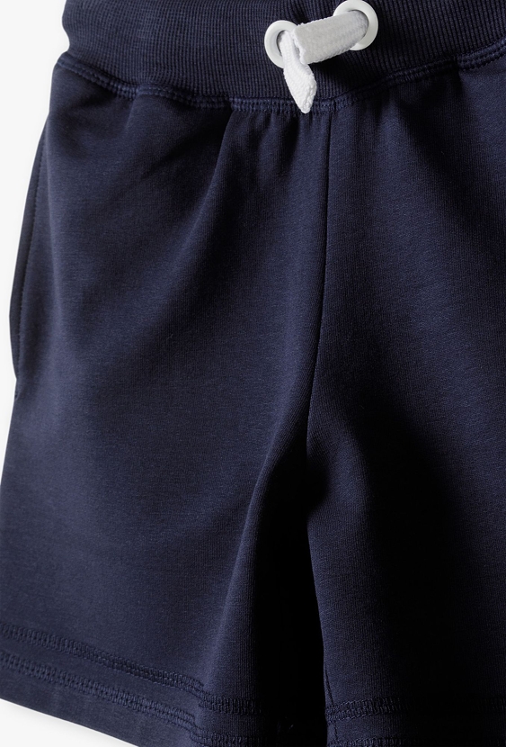 Krótkie spodenki dzianinowe basic dziewczęce granatowe