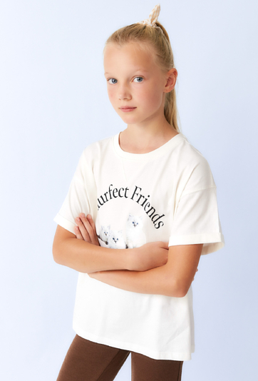 Dziewczęca koszulka z nadrukiem kotków