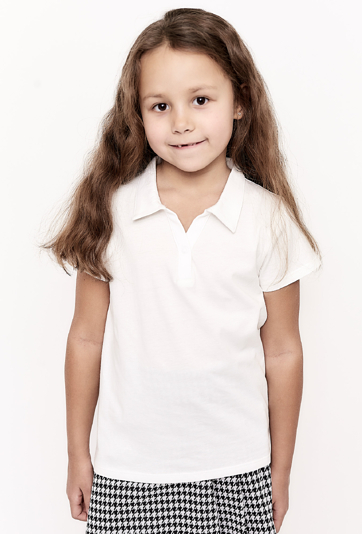Biały t-shirt dziewczęcy z kołnierzykiem - Lincoln&Sharks