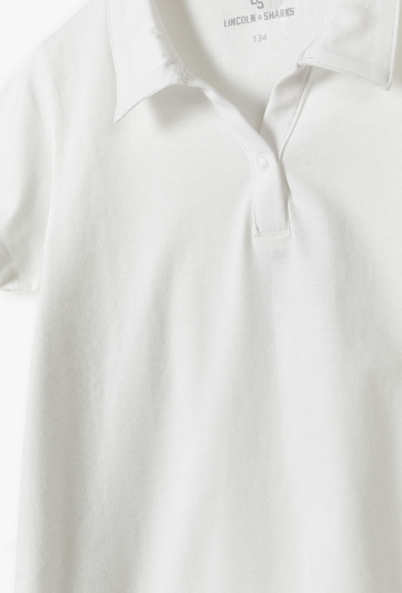 Biały t-shirt dziewczęcy z kołnierzykiem - Lincoln&Sharks