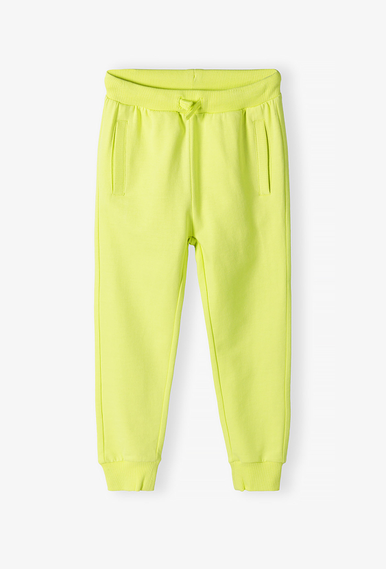 Dresowe spodnie limonkowe slim dla dziecka - 5.10.15.