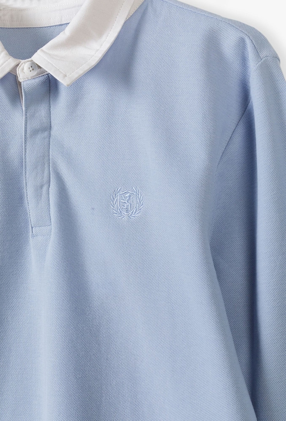 Dzianinowa niebieska bluzka z kołnierzykiem - Lincoln&Sharks