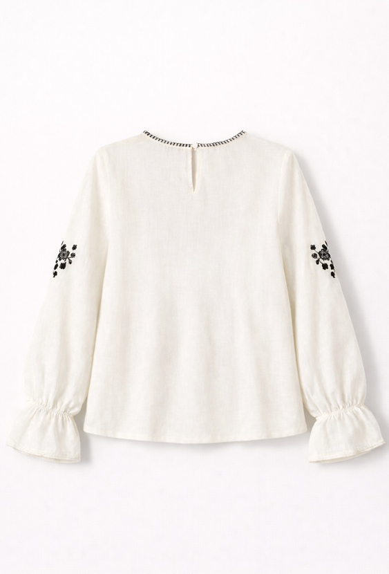 Koszula z muślinu dla dziewczynki z haftem