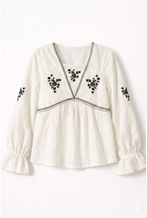 Koszula z muślinu dla dziewczynki z haftem